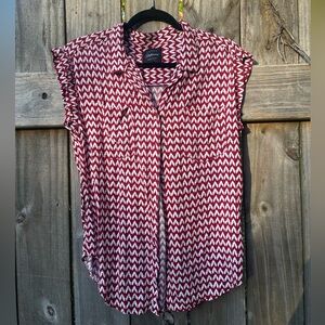Jachs Girlfriend Red and White Zigzag Button Down Shirt Sz S